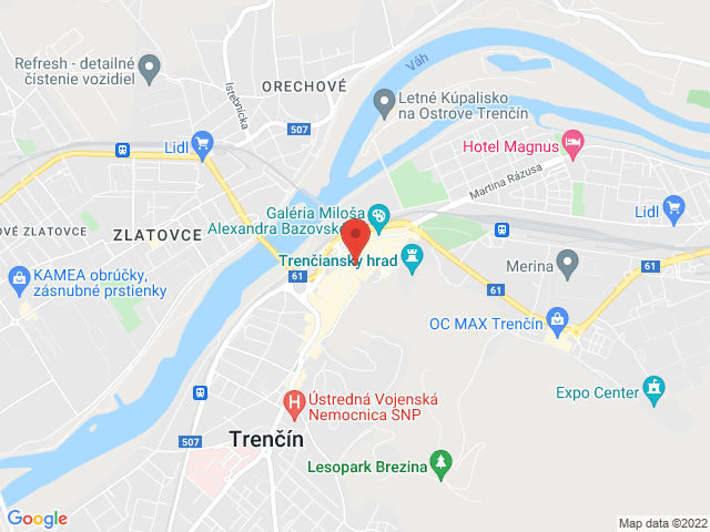 Google map: Mierové námestie 1, Trenčín
